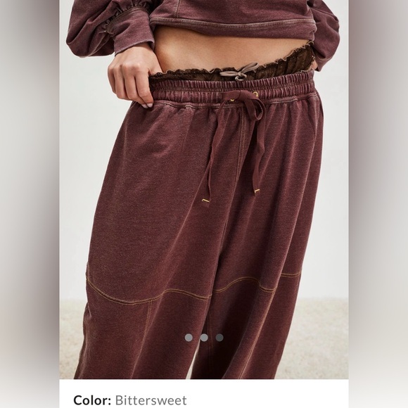 Free People Intimately Don't Wait Up Sweatpant Joggers size medium bittersweet - Picture 3 of 5
